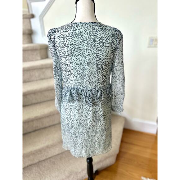 Bensoni Agua Blue & White Silk Leopard Print Shift Dress - Picture 2 of 7